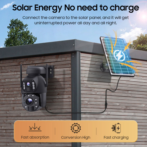 Y11 Dual Lens 16x Zoom PTZ WiFi Solar Battery Powered Network Security Camera