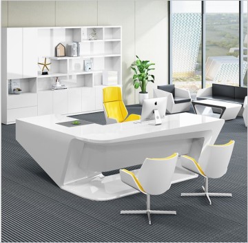 AIWEI LUO L-Shaped Varnish Furniture High Gloss White Color Office Desk for CEO