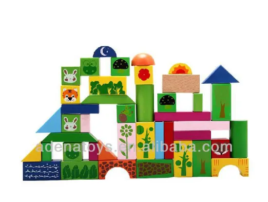 Wooden kids educational DIY Toys Building Block 108pcs Forest Animal Building Block