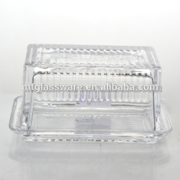 FDA, 6.61 Inch strip design transparent square butter plate