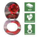 Asiento de inodoro MDF didiódico de inodoro de madera con patrón de rosas