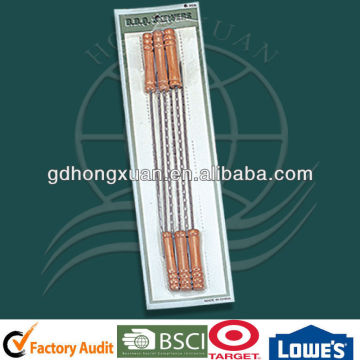 wooden handle stainless steel bbq skewers Hongxuan