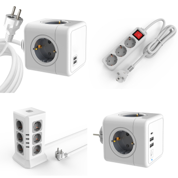 2023 Europe Power Strip: Socke Cube με λιμάνι USB, γερμανική έξοδο, καλώδιο επέκτασης και προστασία κύματος