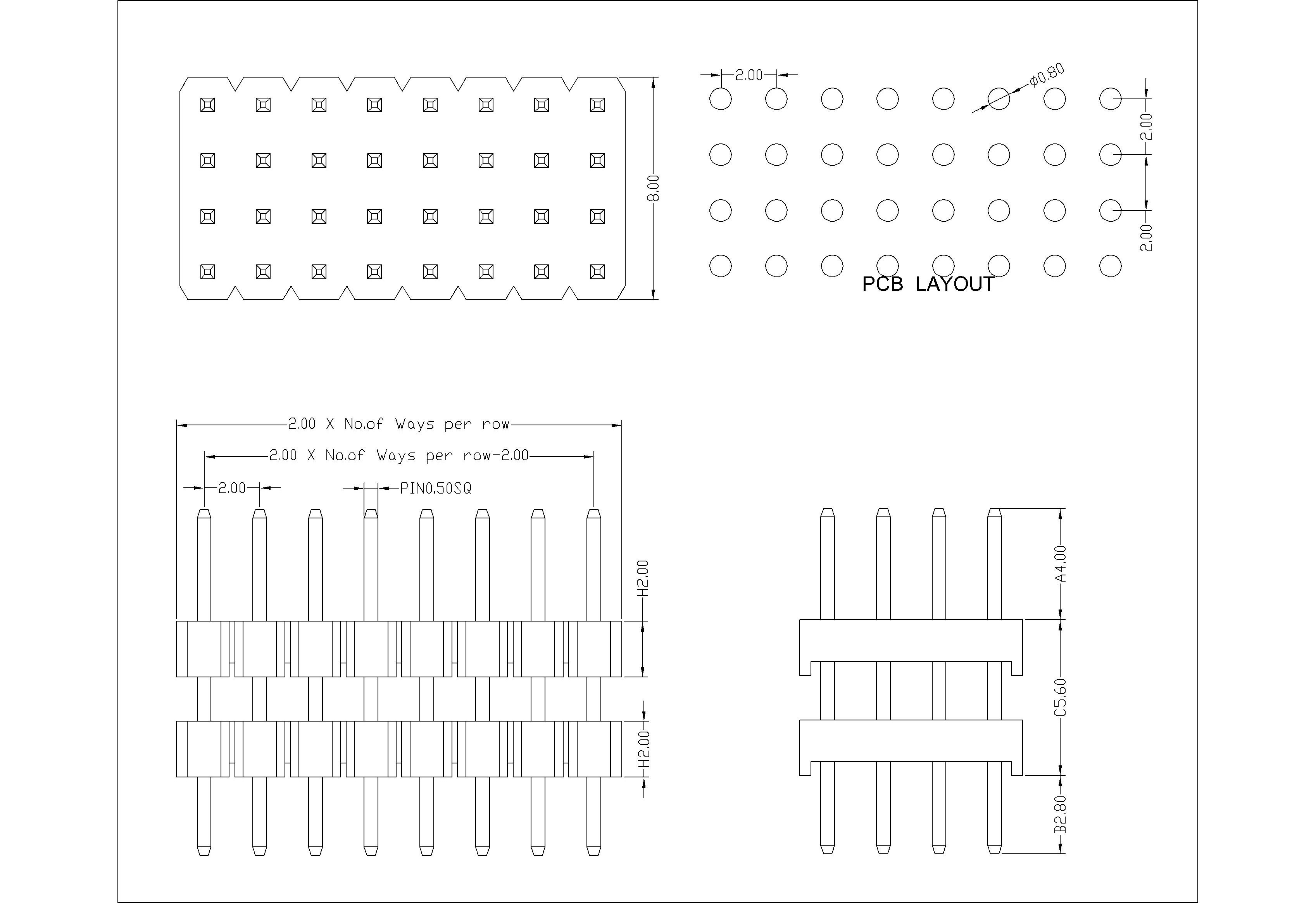 180 Degree 2.0mm Pin Header