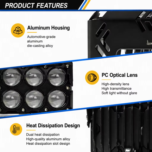 LiuHJG Led Spotlight 8 Lens Waterproof IP67 Led Fog Light 12-80V White and Yellow with Flash Led Auxiliary Lights