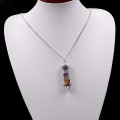 Colgante de piedra curativa Chip 7 Chakra Pendulum Pendant Crystal Necklace con 80cm Cadena Wish Necklace Necklace Dowsing Amulet