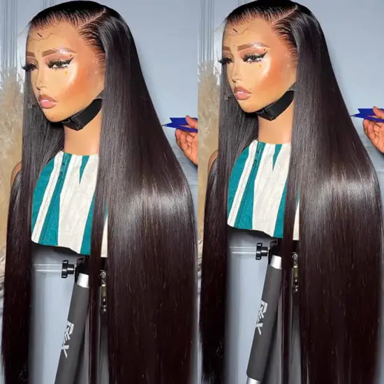 40 Inch Cuticle Aligned Virgin Raw Indian Frontal Lace Wig - Unprocessed 100% Human Hair