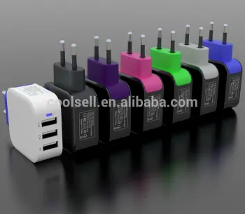Colorful Different Current Wall Charger, Large Supply Three-port Travel Charger