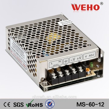 Mini size 60W DC 12V 5A Switching Power Supply for LED Strip Light, Input 110/220V AC