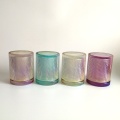 Rainbowl color swirled shape galss jar for candle