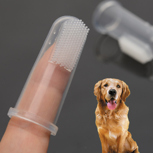 Spazzola morbida trasparente in silicone per spazzolino da denti per animali domestici