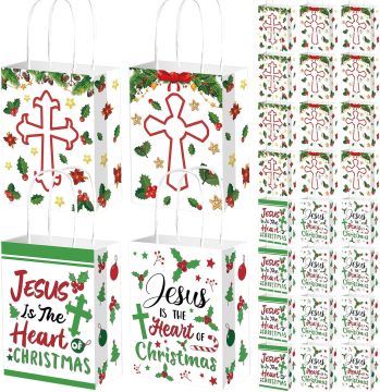Bulk Weihnachtsgeschenkbeutel mit Griffen - 12 PCs Festliche Behandlungsbeutel
