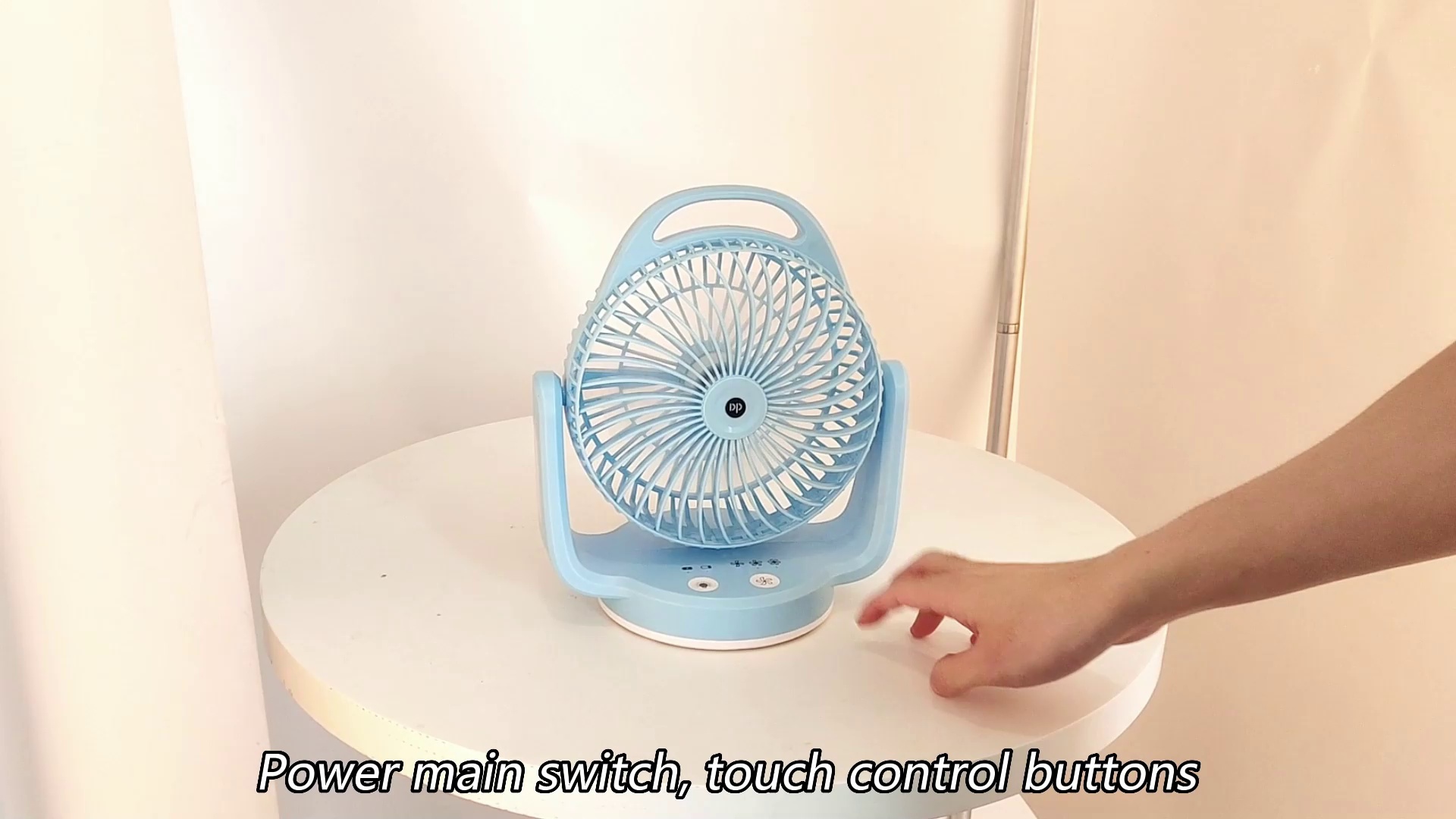 6 inch Rechargeable Desktop Fan with Light and Hook