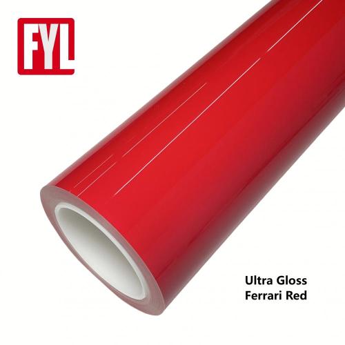 Auto -reparação brilho de animais de estimação Ferrari Red Vinyl embrulhado