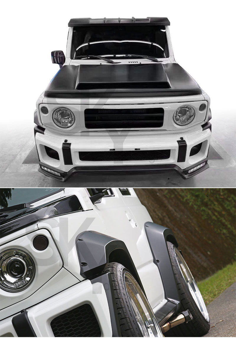 Lb Carbon Fiber Wide Body Kit For Jimny: Grill, Bumpers, Wheel Arches ...