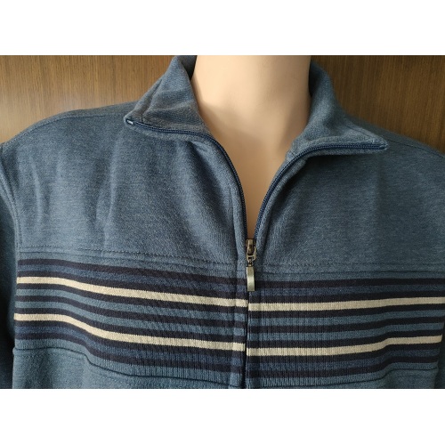 Mens Sticked Zip Thru Top W Chest Panel