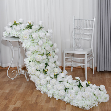 Pièce maîtresse du coureur de faux fleur rouge blanc pour les mariages