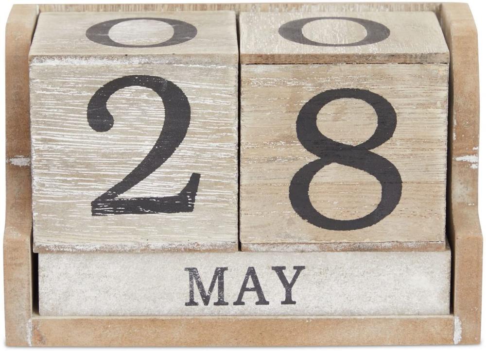 Wooden Perpetual Date Desk Calendar Blocks