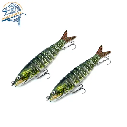 Multi-Jointed Rotating Flexibly ABS Spinner Bait for Bass with Rooster Tail
