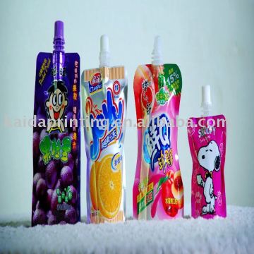 Liquid stand up pouch with spout and cap,high gloss printing,excellent dart-impact strength