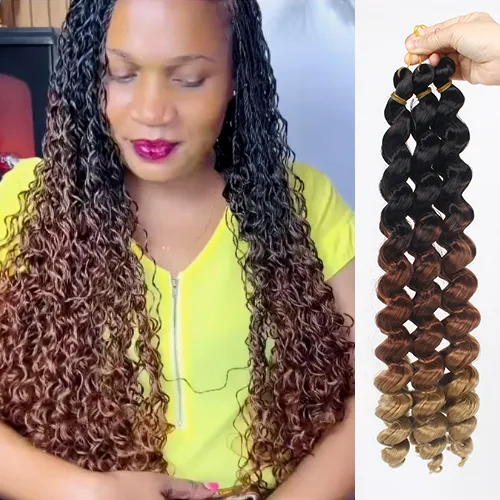 24 Inch Long Multi-Textured Synthetic Hair Extensions: Loose Wave, Spiral Italian Curl, Ombre French Curly, and Crochet Braiding Styles