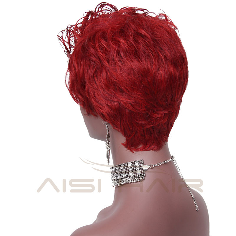 The Best Selling Cosplay Short Curly Wigs For Black Women Synthetic Wine Red Color Fiber High Temperature Wig With Bangs