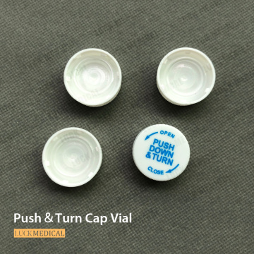 Устойчивый кнопку Push &amp; Turn Cap Flial для удержания лекарства