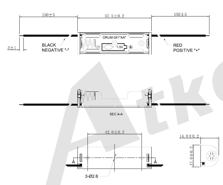 1 Teile aa Batteriehalter