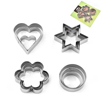 Stainless Steel Biscuit Pastry Cutters Set: Hearts, Stars, Circles, and Flowers