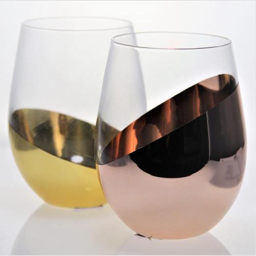 Gold Tumbler Glass stemless wine glass tumblers set with plating Manufactory