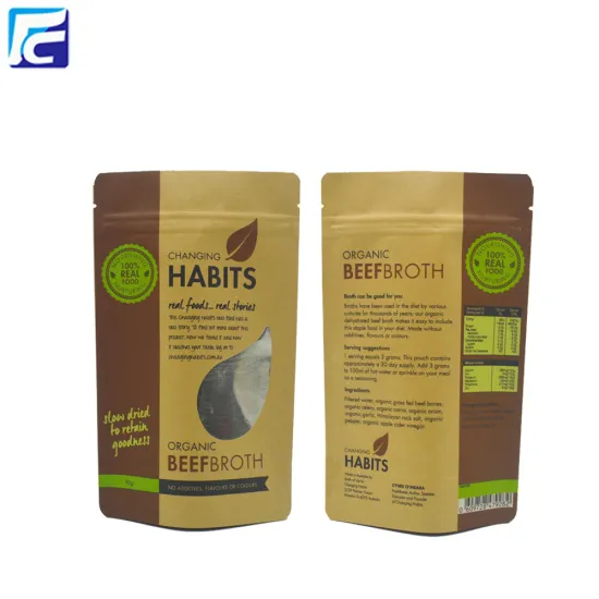 Food Grade Ziplock Pouch Kraft Paper Doypack Bag
