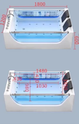 Modern Luxury Double Person White Acrylic Indoor Whirlpool Jacuzzi Tub