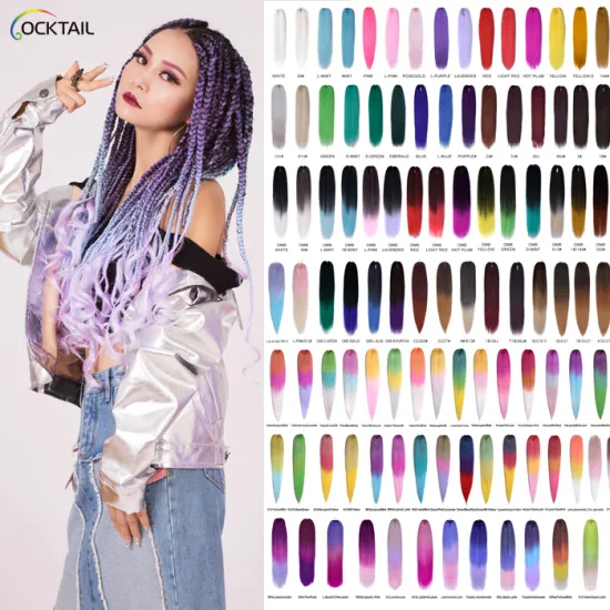 over 100 colors multi color pre stretched hair, pre washed ombre braiding hair custom packaging