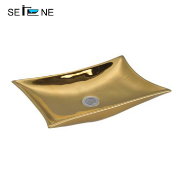 Évier de salle de bain en céramique arabe: bassin d'art doré