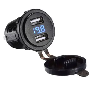 CHSKY Digital Voltmeter Fast Charging Car Adapter with Dual Port and Cover