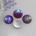AB Color Fish Scale Iridescent Cabochon Resin Fish Scale Round Cabochon Mermaid Fish Scale 11MM Spacer Mermaid Party