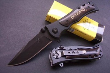 black-Ti finish plain edge blade w,metal liner and ebony wood scales handle