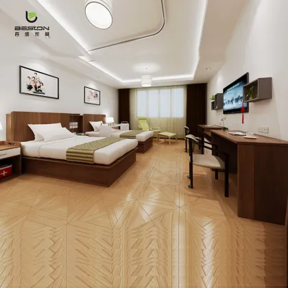 Custom-Made Luxury Hotel Bedroom Sets - Wooden Hotel Beds with Storage