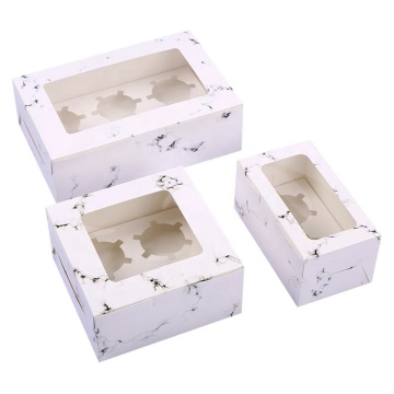 Wedding Birthday Baby Shower Gift Cookie Muffin Cupcake Paper Marble Cake Box With Window
