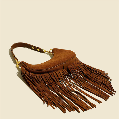 Classic Tassel Design Genuine Leather Bucket Bag