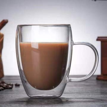 High Quality Glass Pyrex Clear Cup with Handle - 150ml Double Glass Cup for Tea and Coffee