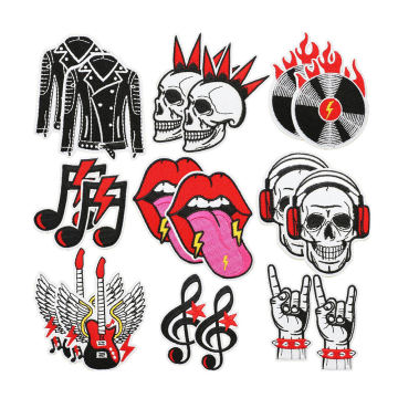 Halloween-Style Death's Head Patch - Rock Band Embroidery for DIY Sewing and Iron-On Decoration