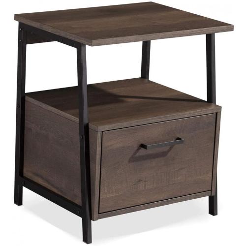 Nightstand With Storage Shelf And Drawer