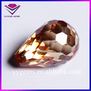 Half Drill Faceted Cut Cubic Zirconia Gemstone Dark Champagne Teardrop CZ Stone for Pendant Jewelry