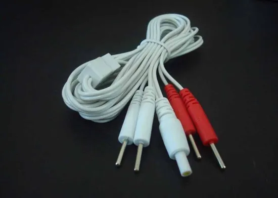 Red + White Four Fastener -in One Electrode Wire / Electrodes Wire For Massager, Custom Tens Lead Wires