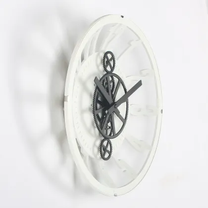Vintage Gear Wall Clock Black White