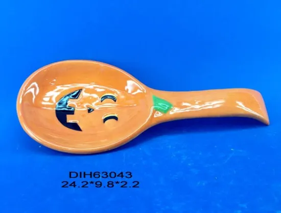 Ceramic Pumpkin Spoon Rest for Halloween Decoration