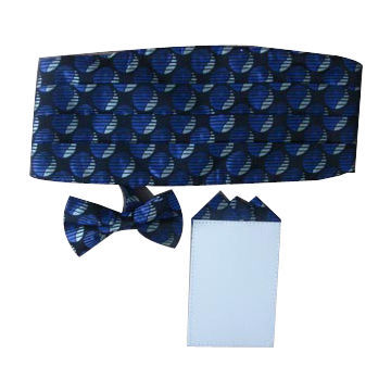 100% Silk Jacquard Cummberband with Hanky and Bowtie, Customized Neckwear