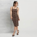 Vestidos largos sin mangas de leopardo de moda para mujer