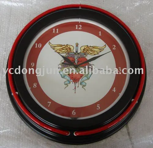 two neon tubes neon clock